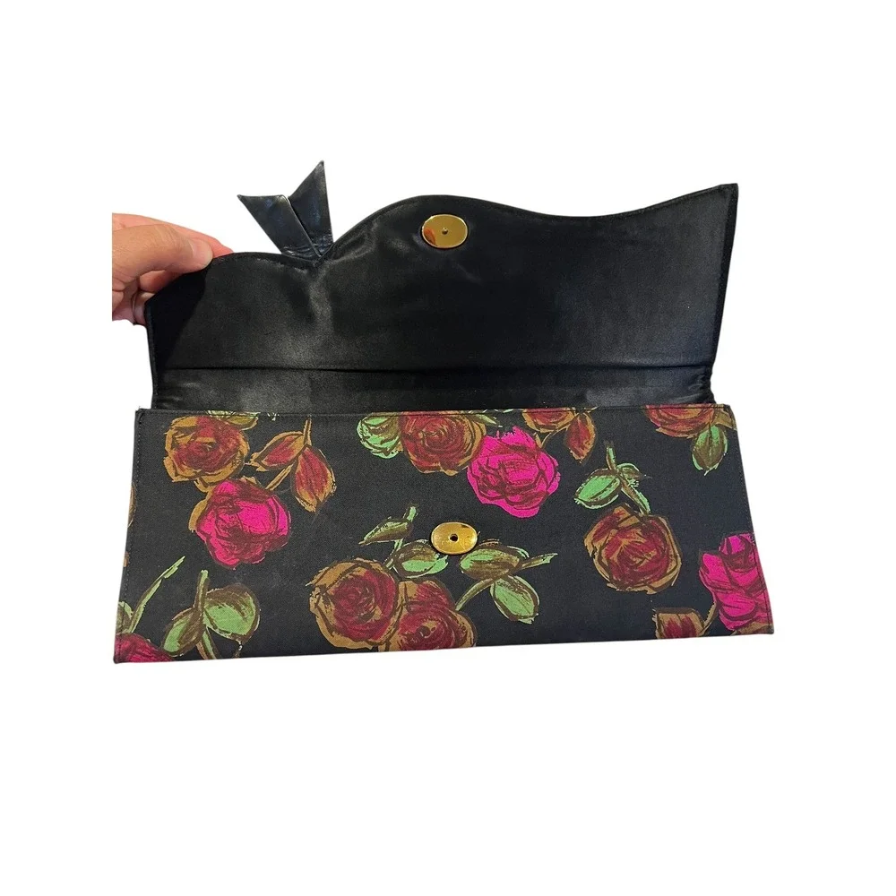 Vintage‎ Lennox Bags Dark Motif Floral Clutch Purse Approx. 12 x 5 inches